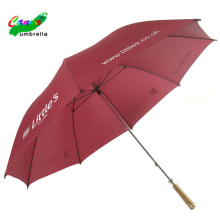 Wine red branded logo prints customized golf umbrellas, 60'' with wooden handle red bull umbrella